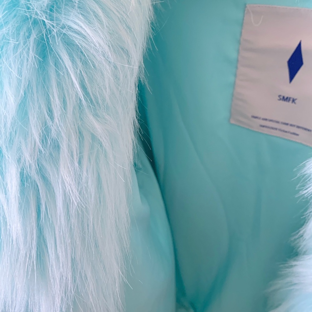 SMFK Pastel Aqua Faux Fur Zip Jacket – New With Tags - Picture 6 of 10